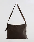 Gathered Nylon Shoulder Bag - Coffee Bean