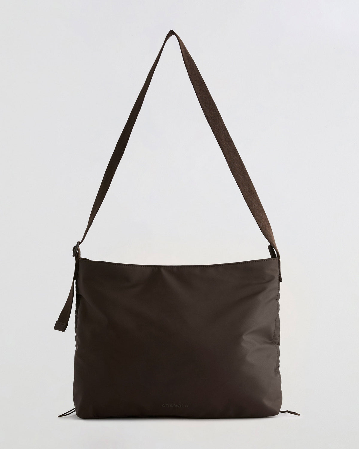 Gathered Nylon Shoulder Bag - Coffee Bean