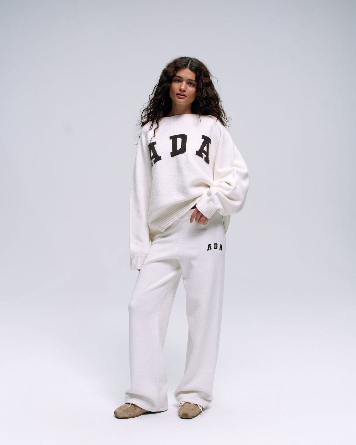 Knit Straight Leg Sweatpants - Cream