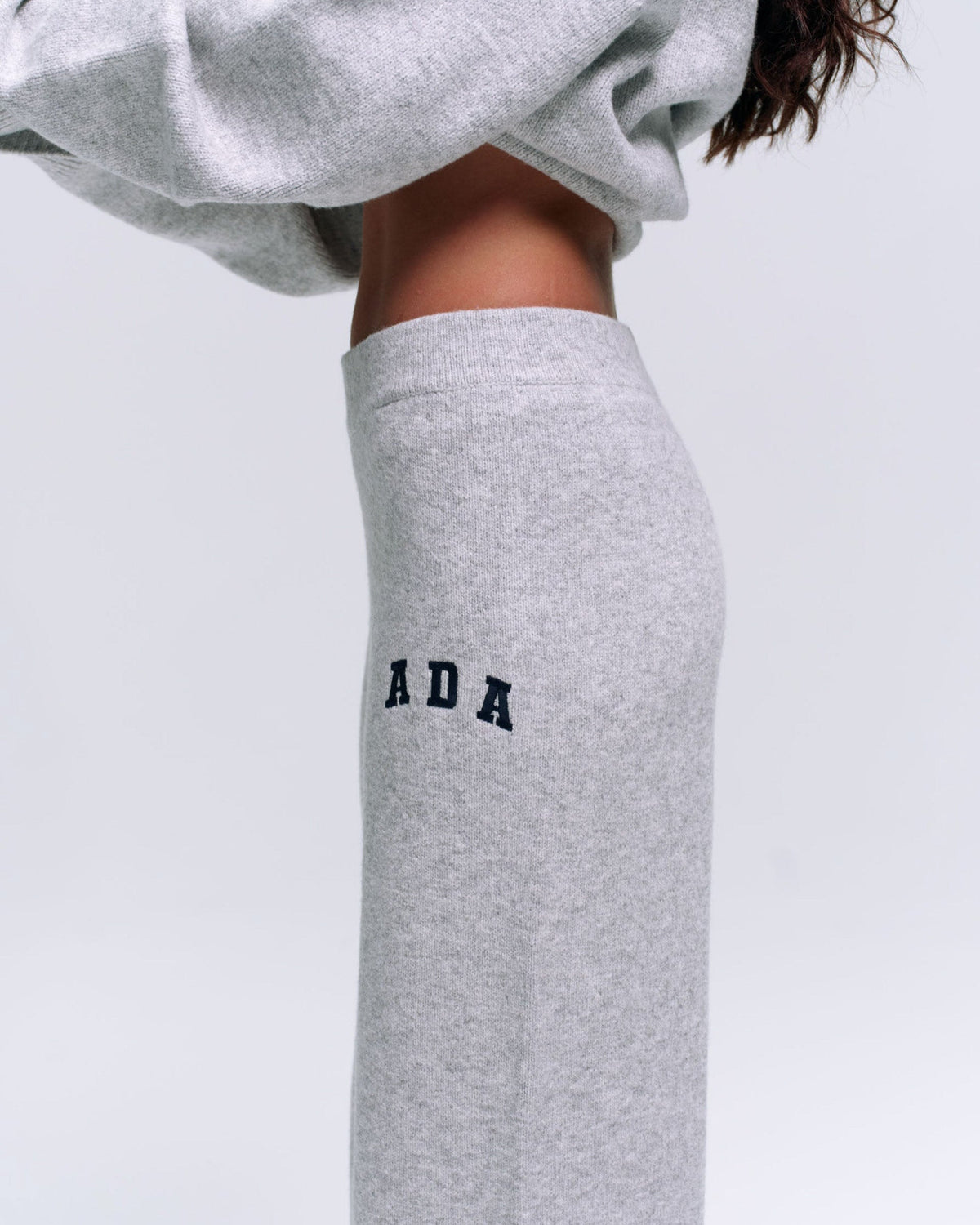 Knit Straight Leg Knit Sweatpants - Light Grey Melange