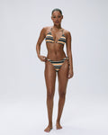 Tie Side Stripe Bikini Bottom - Coffee Bean