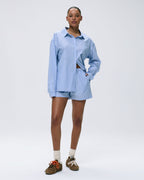 Cotton Stripe Boxer Shorts - Blue