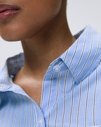 Cotton Stripe Oversized Shirt - Blue