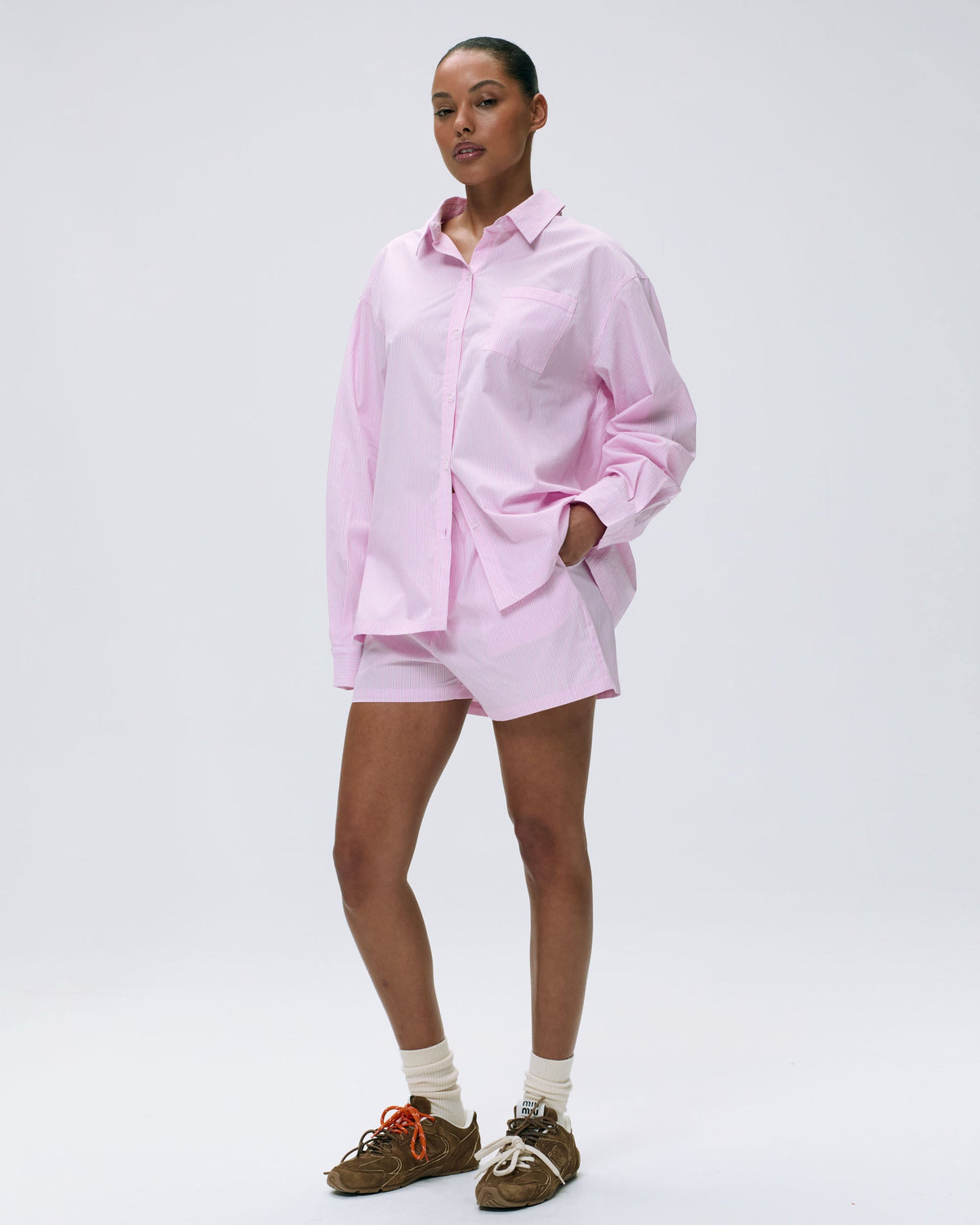 Cotton Stripe Boxer Shorts - Pink