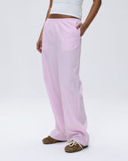 Cotton Stripe Pull On Pants - Pink