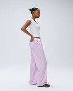 Cotton Stripe Pull On Pants - Pink