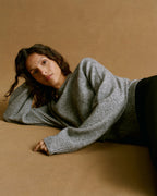 Knit Oversized Crew Sweatshirt - Dark Grey Melange