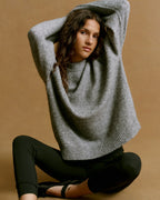 Knit Oversized Crew Sweatshirt - Dark Grey Melange