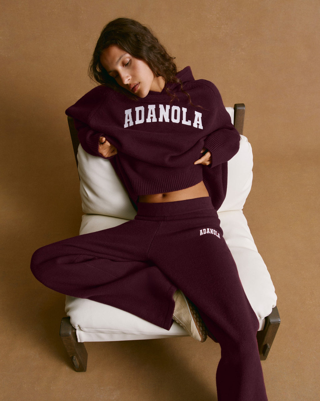 Oversized Knit Hoodie - Dark Cherry