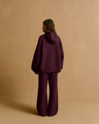 Oversized Knit Hoodie - Dark Cherry