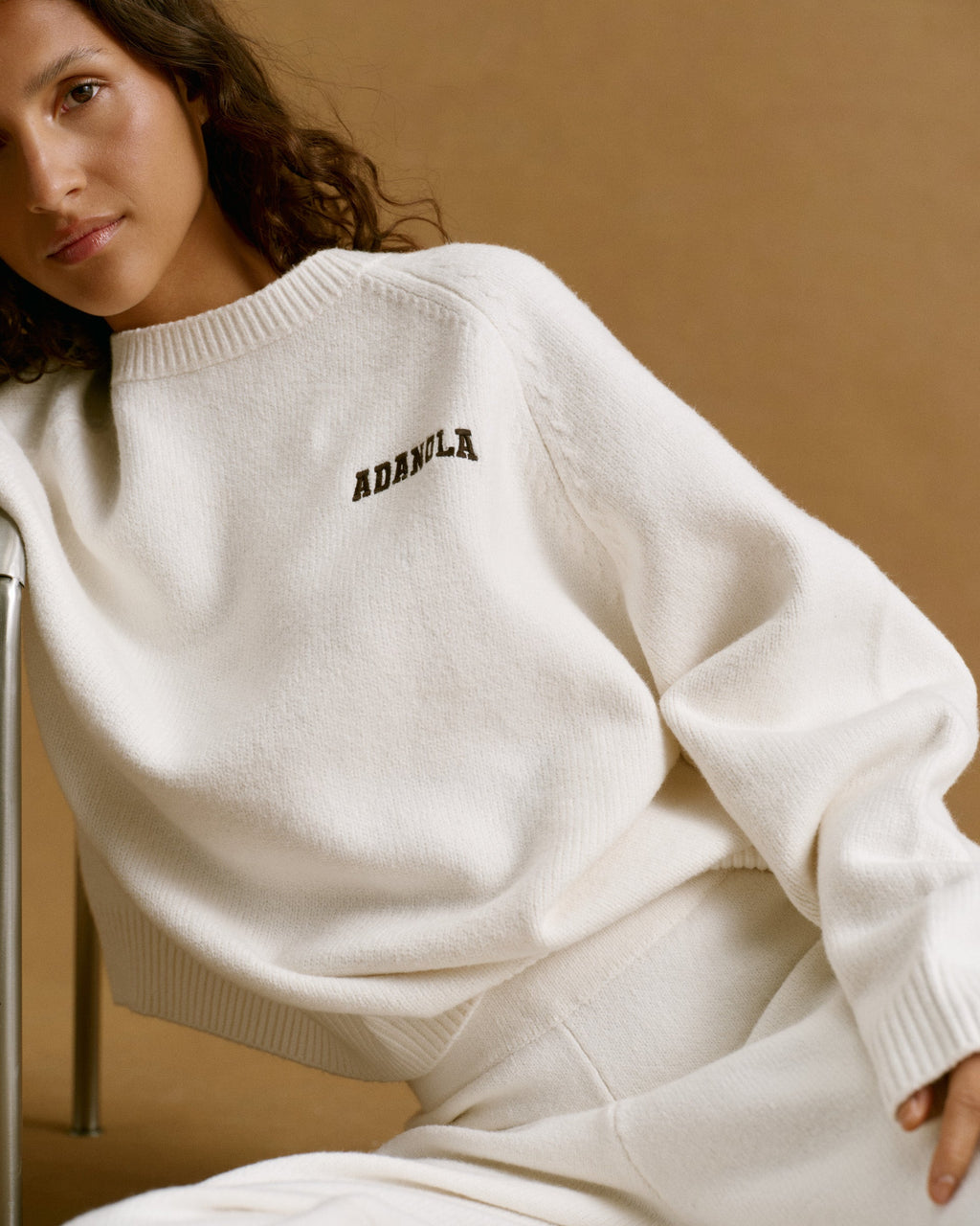 Oversized Knit Sweatshirt - Cream