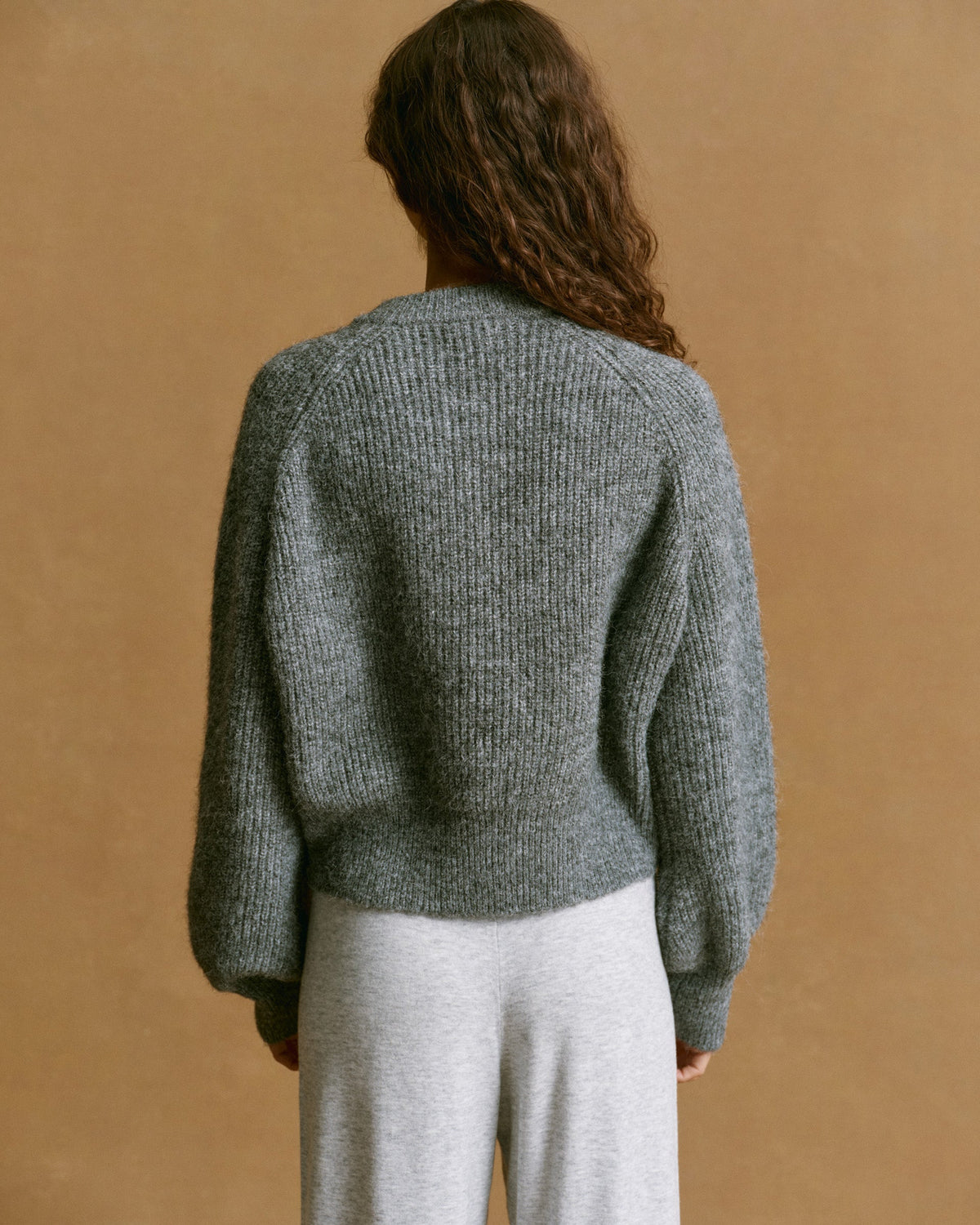 Knit Button Up Cardigan - Dark Grey Melange