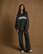 Boucle Oversized Knit Sweatshirt - Charcoal Grey