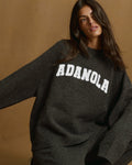 Boucle Oversized Knit Sweatshirt - Charcoal Grey