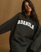 Boucle Oversized Knit Sweatshirt - Charcoal Grey