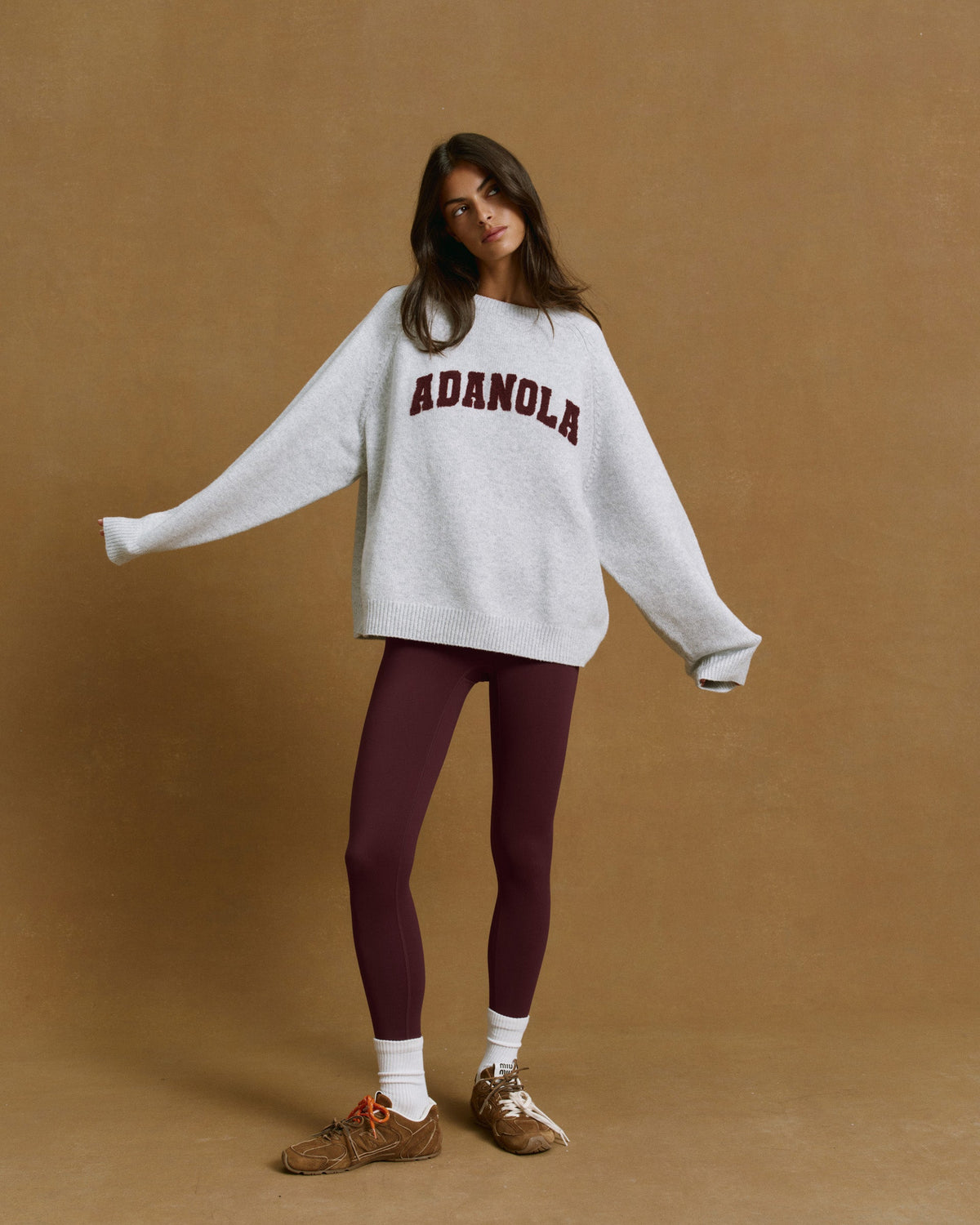 Boucle Oversized Knit Sweatshirt - Light Grey Melange