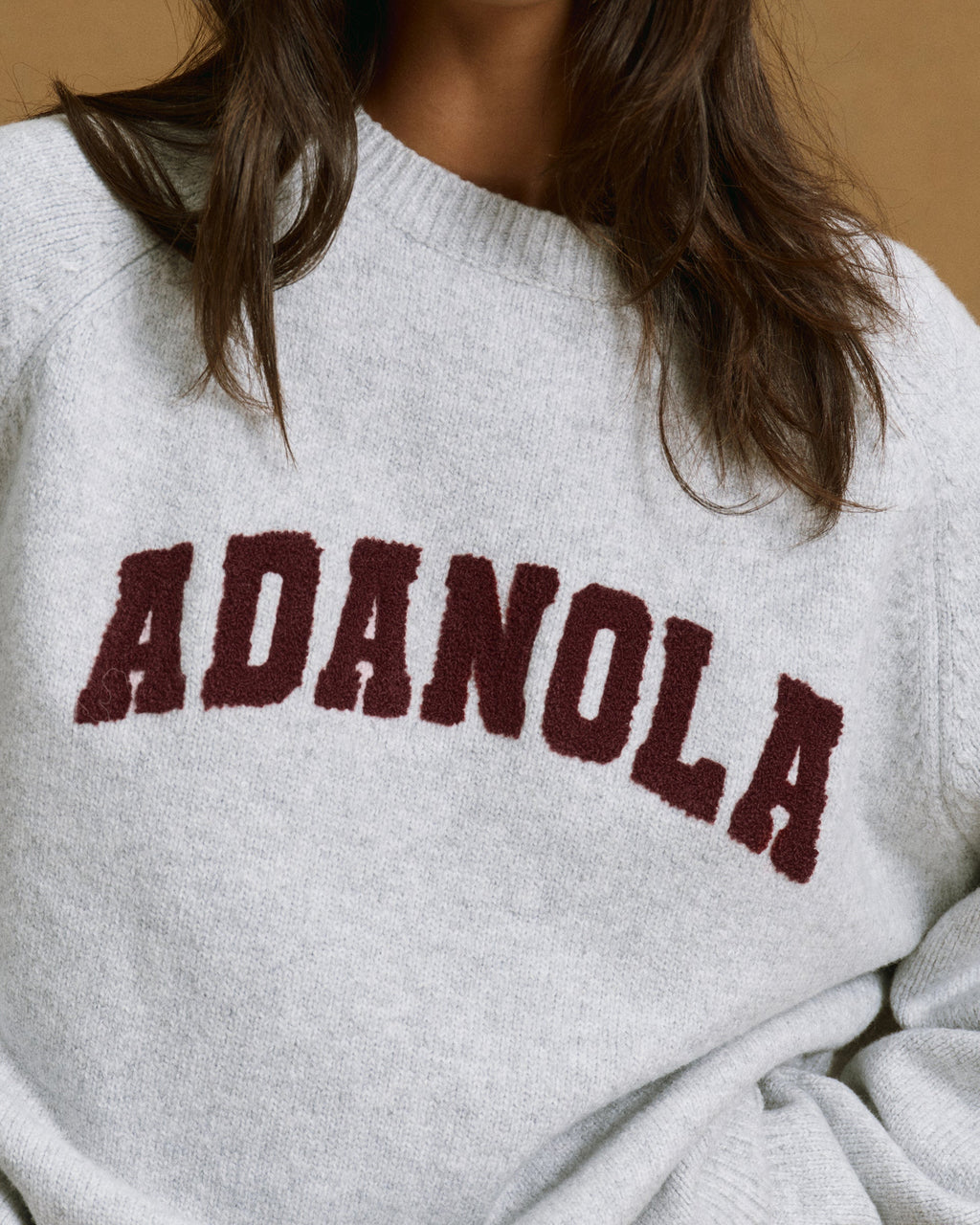 Boucle Oversized Knit Sweatshirt - Light Grey Melange