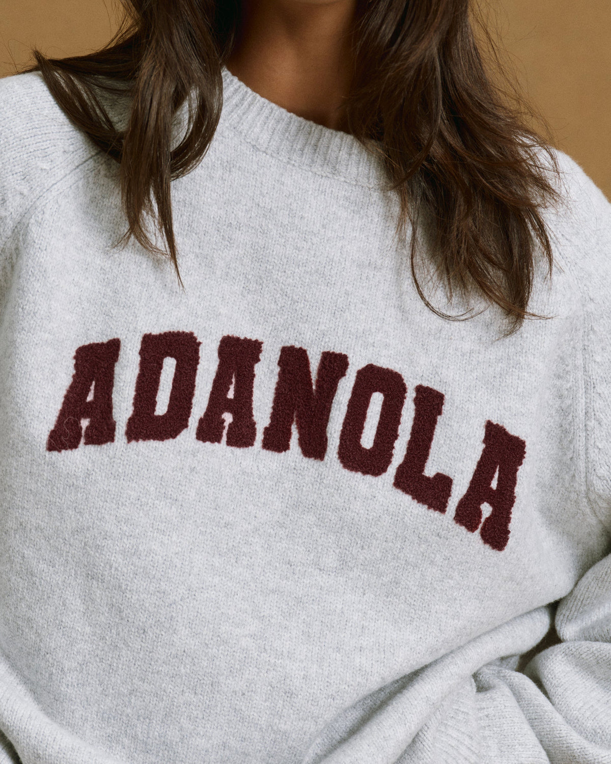 Boucle Oversized Knit Sweatshirt - Light Grey Melange