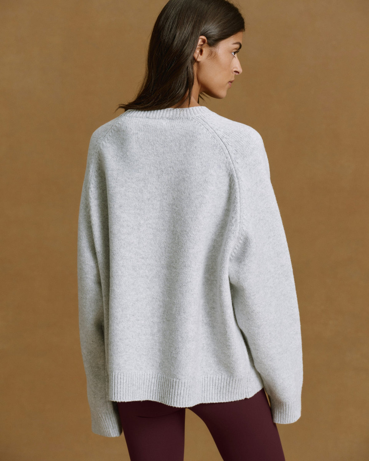 Boucle Oversized Knit Sweatshirt - Light Grey Melange