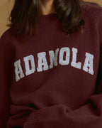Boucle Oversized Knit Sweatshirt - Burgundy