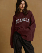 Boucle Oversized Knit Sweatshirt - Burgundy