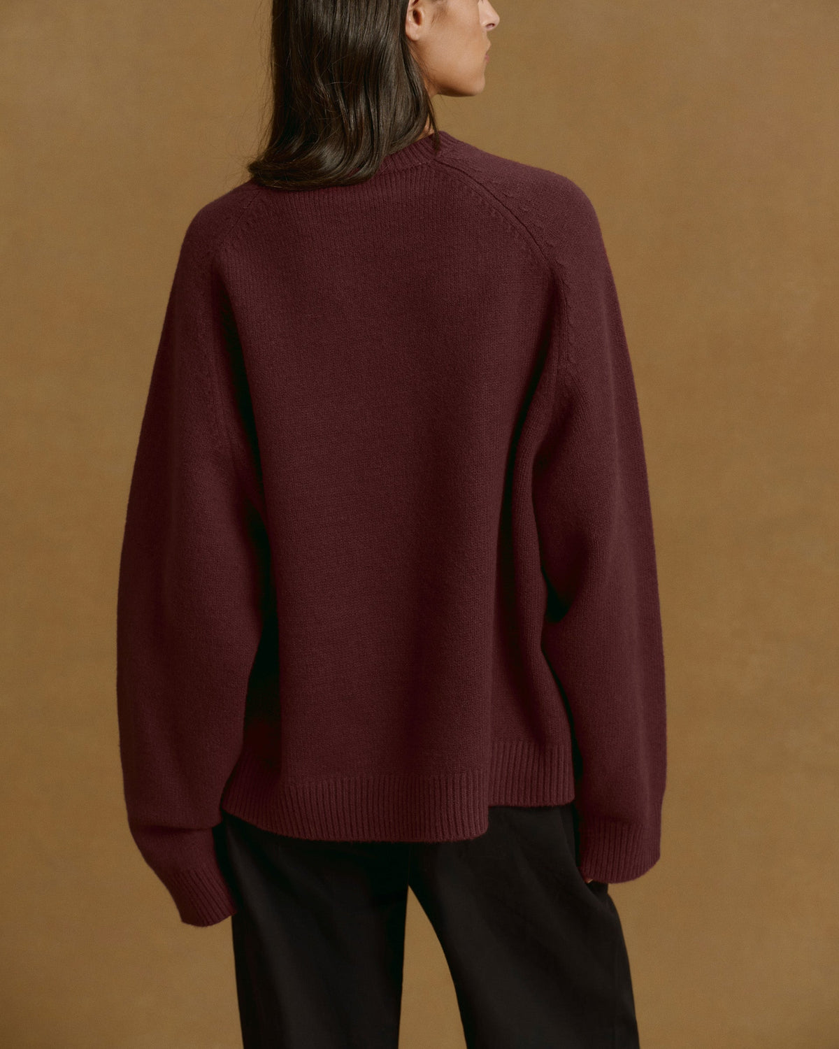 Boucle Oversized Knit Sweatshirt - Burgundy