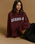 Boucle Oversized Knit Sweatshirt - Burgundy
