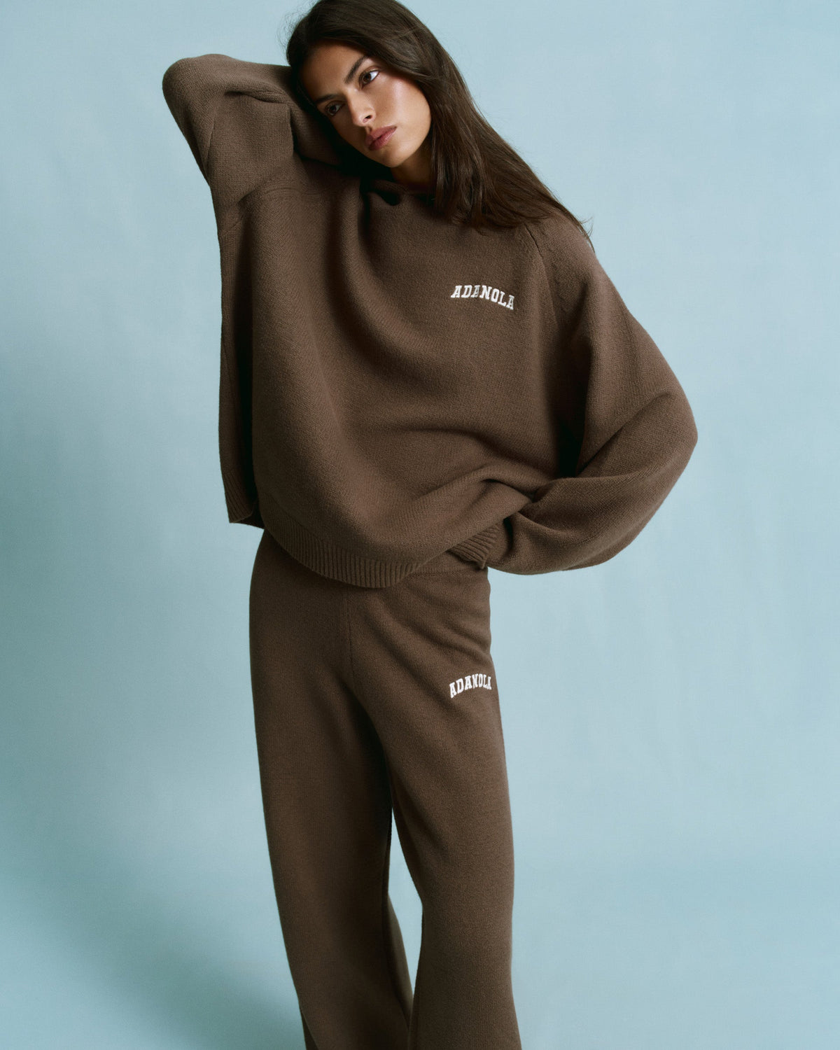 Oversized Knit Hoodie - Dark Cocoa Brown