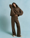 Knit Straight Leg Sweatpants - Dark Cocoa Brown