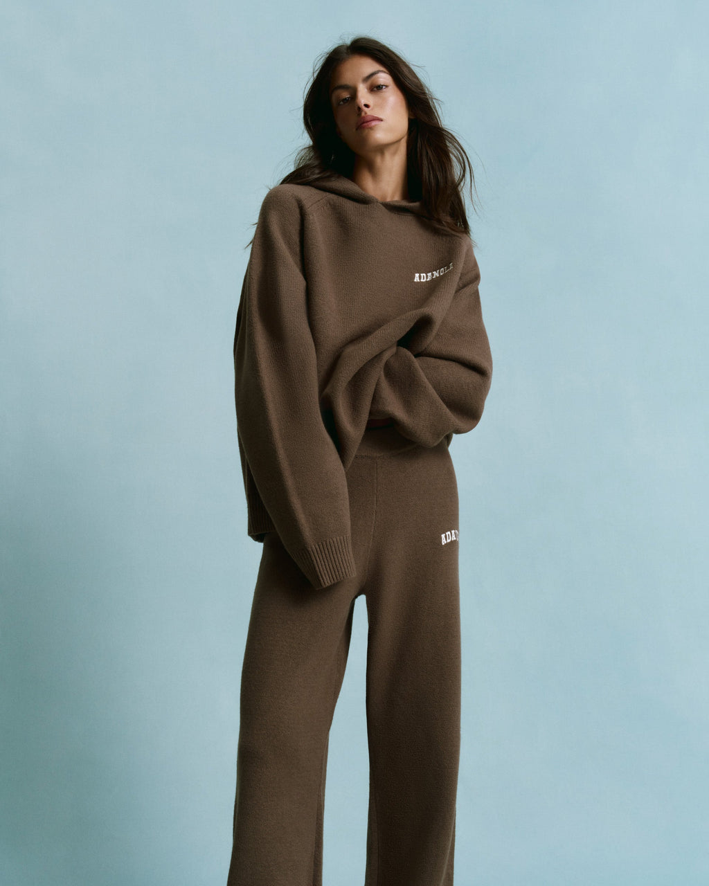 Oversized Knit Hoodie - Dark Cocoa Brown
