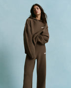 Oversized Knit Hoodie - Dark Cocoa Brown