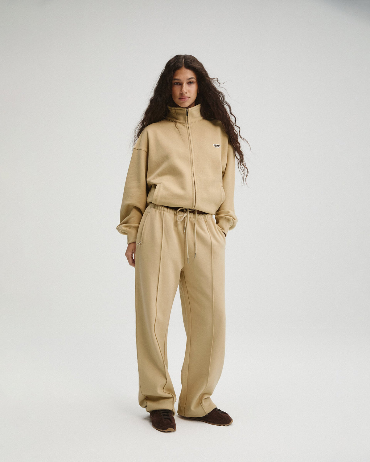 Straight Leg Sweatpants - Caramel Beige