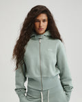 Cropped Zip Through Hoodie - Cloud Blue