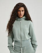 Cropped Zip Through Hoodie - Cloud Blue