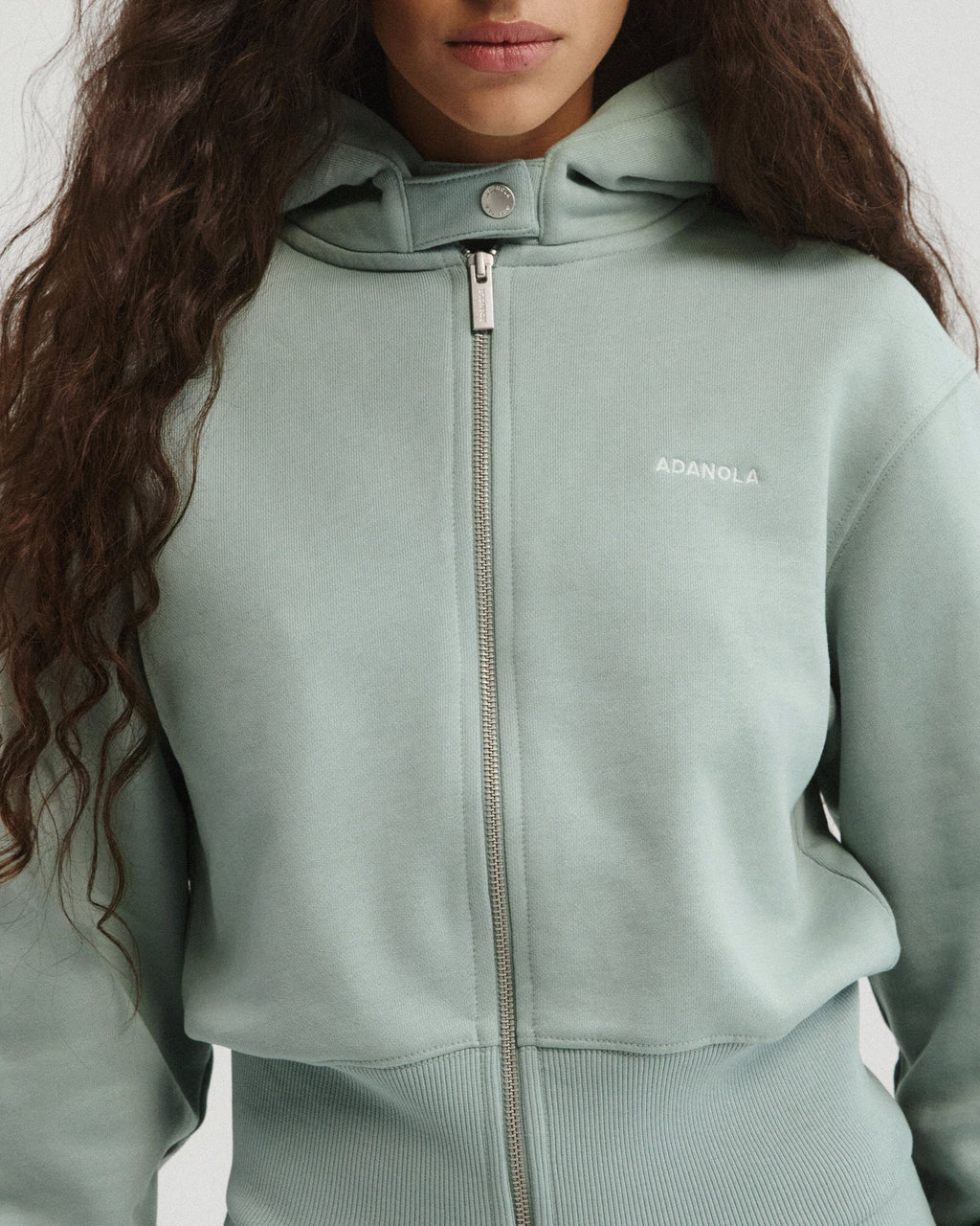 Cropped Zip Through Hoodie - Cloud Blue