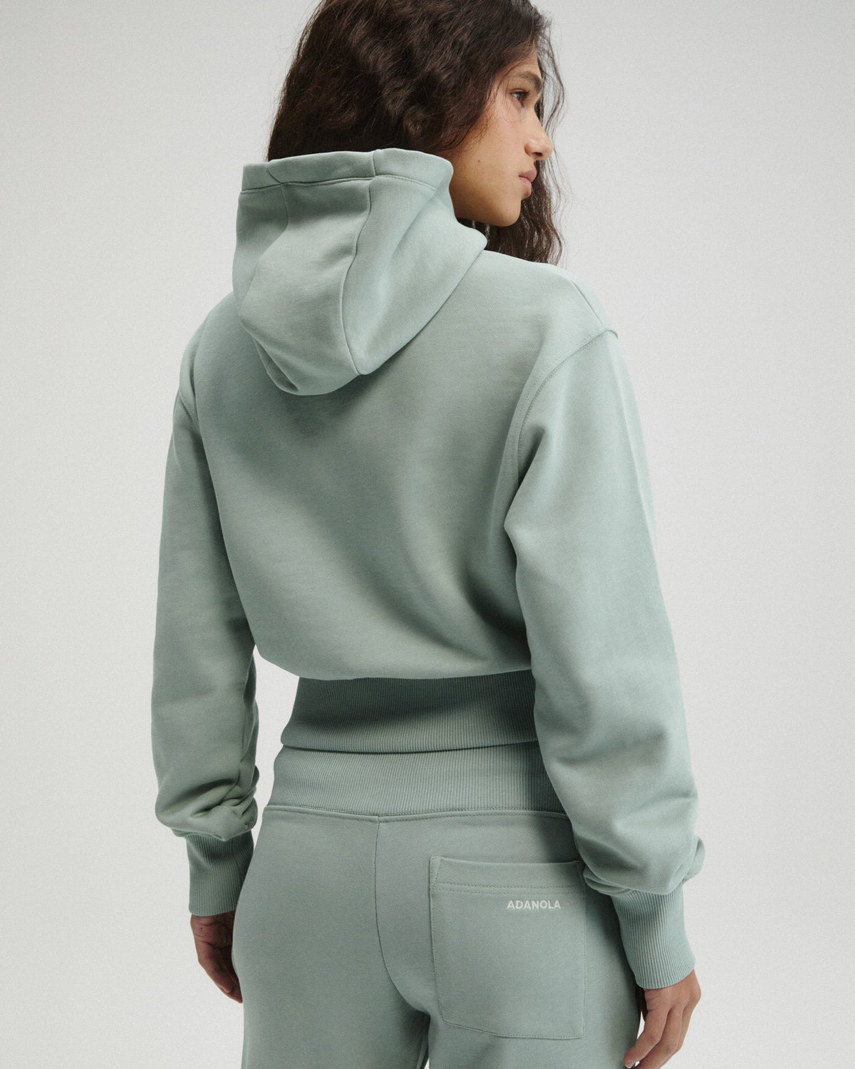 Cropped Zip Through Hoodie - Cloud Blue