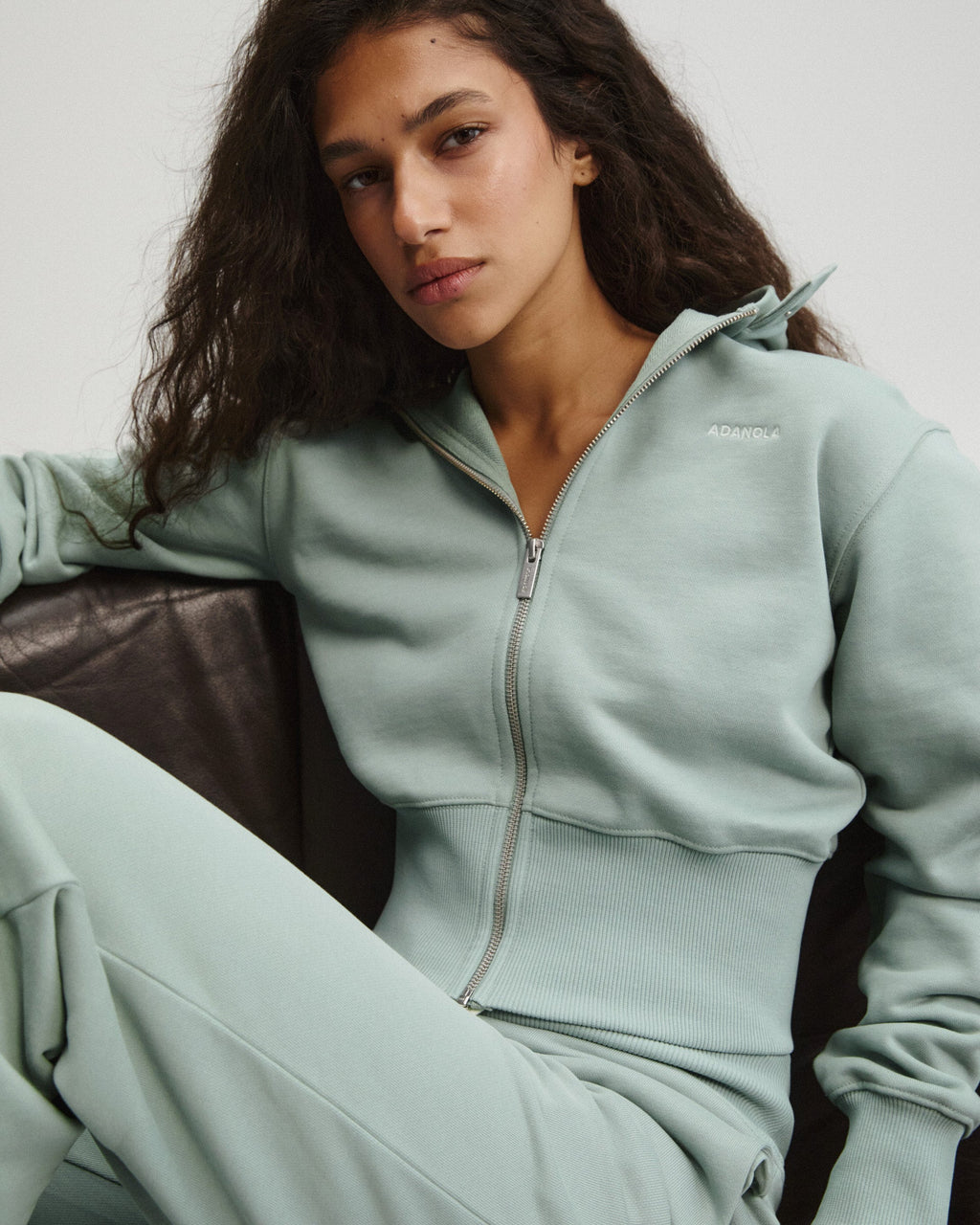 Cropped Zip Through Hoodie - Cloud Blue