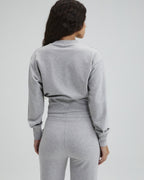 Modal Cinch Hem Sweatshirt - Light Grey Melange