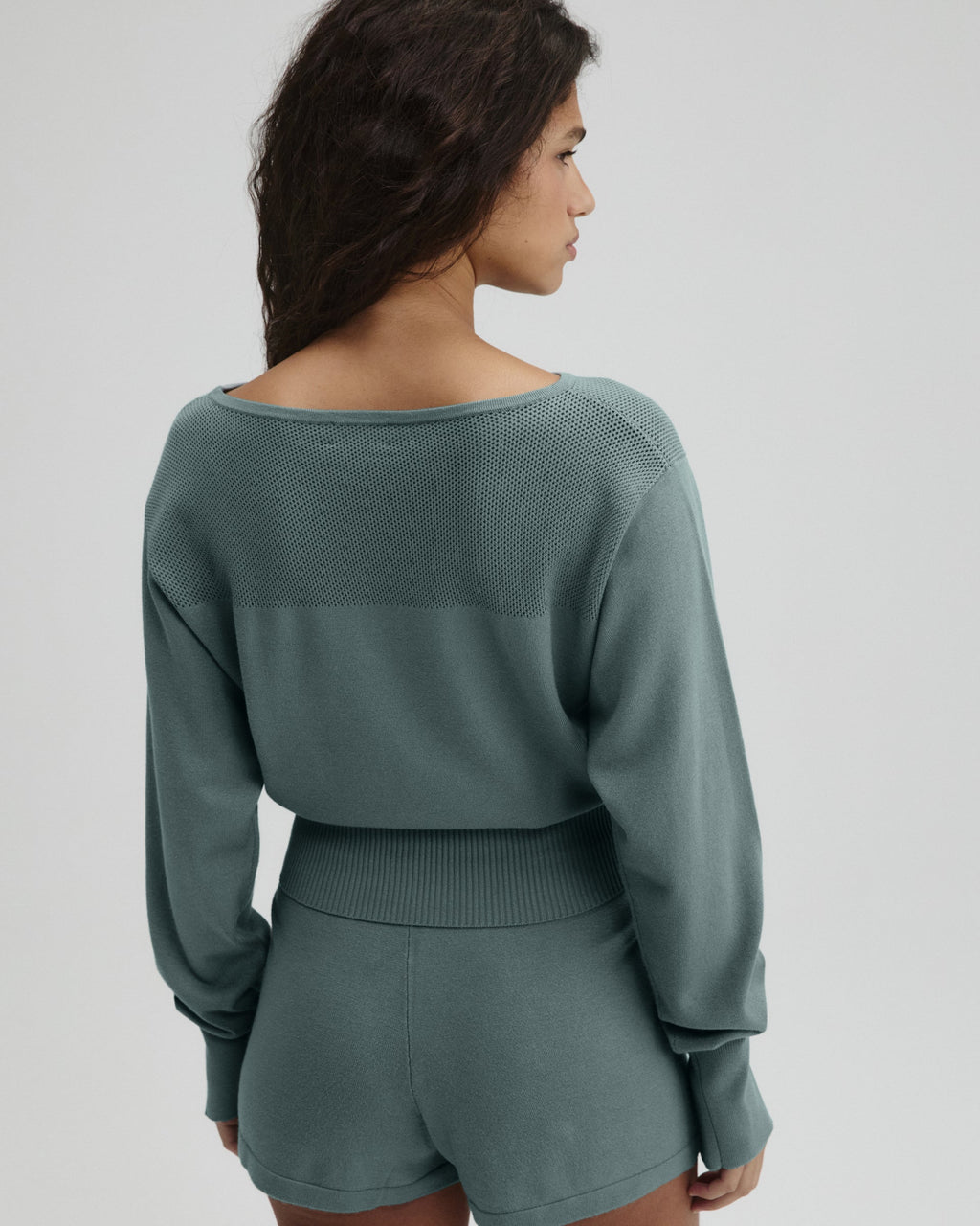 Knit Mesh Top - Cloud Blue