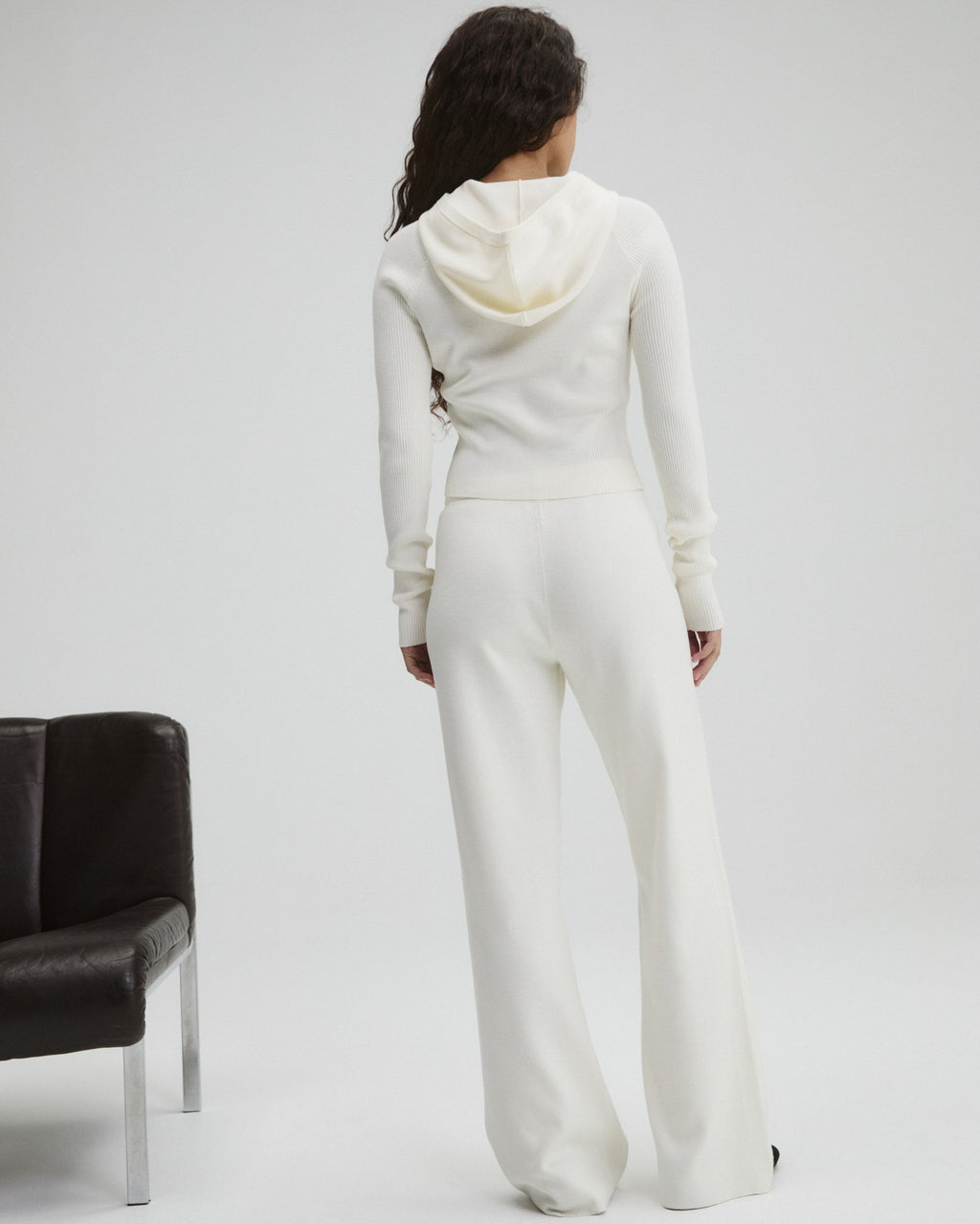 Knit Rib Straight Leg Sweatpants - Marshmallow White