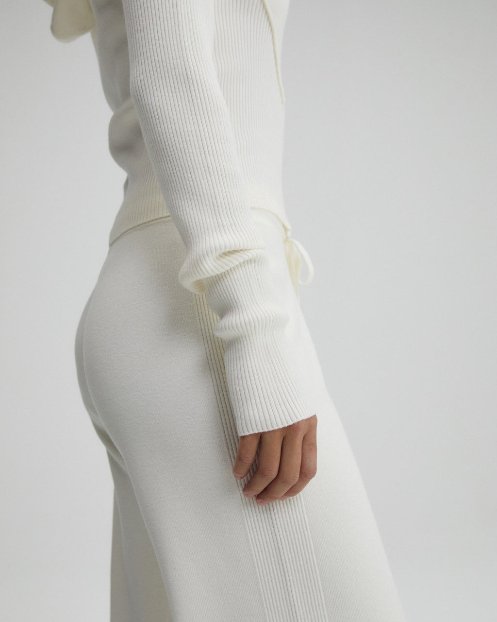 Knit Rib Straight Leg Sweatpants - Marshmallow White