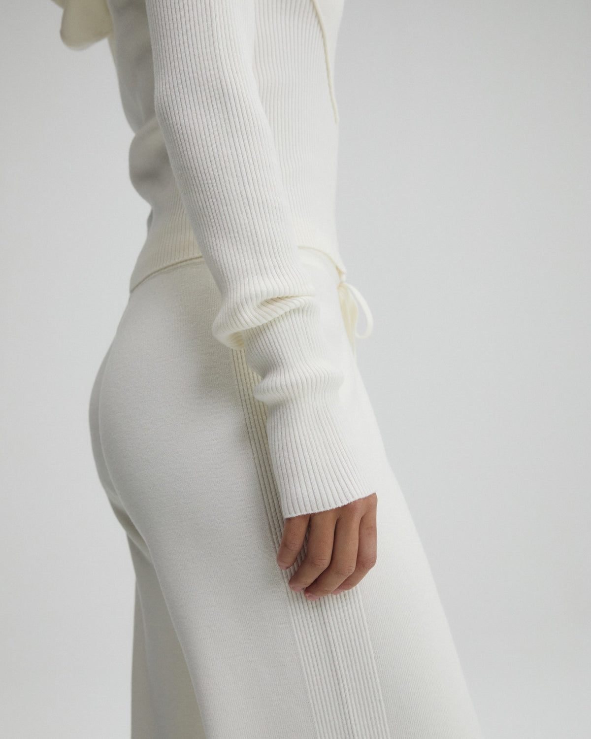 Knit Rib Straight Leg Sweatpants - Marshmallow White