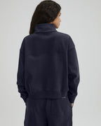Ribbed Panel Funnel Neck Sweatshirt - Midnight Blue