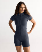 Ultimate Short Sleeve Zip Up Top - Midnight Blue