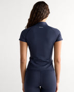 Ultimate Short Sleeve Zip Up Top - Navy Blue