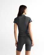 Ultimate Short Sleeve Zip Up Top - Graphite Grey