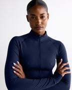 Ultimate Long Sleeve Zip Up Top - Navy Blue
