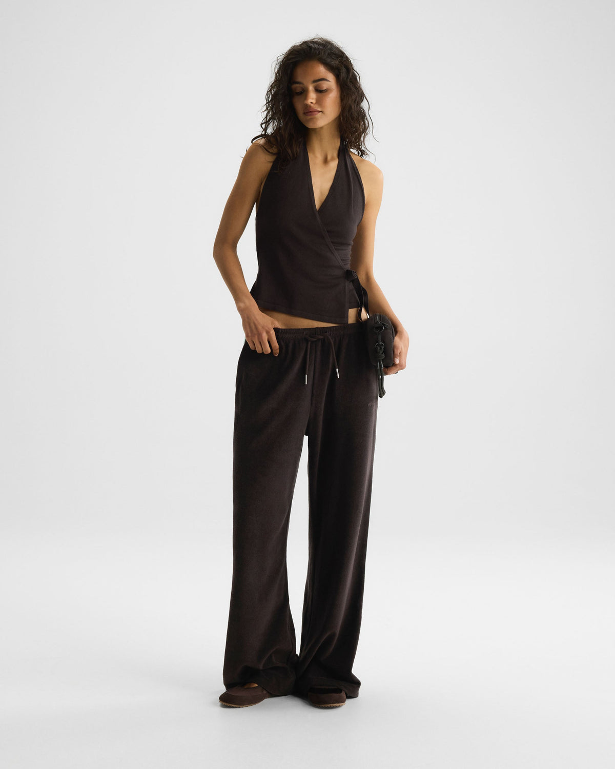 Knit Halter Neck Top - Coffee Bean