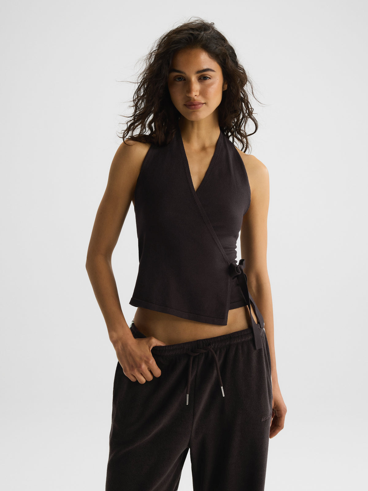 Knit Halter Neck Top - Coffee Bean