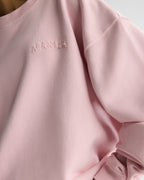 Varsity Applique Washed Oversized Sweatshirt - Soft Pink